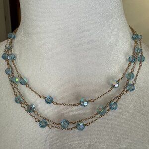 Blue Beaded Layered Necklace